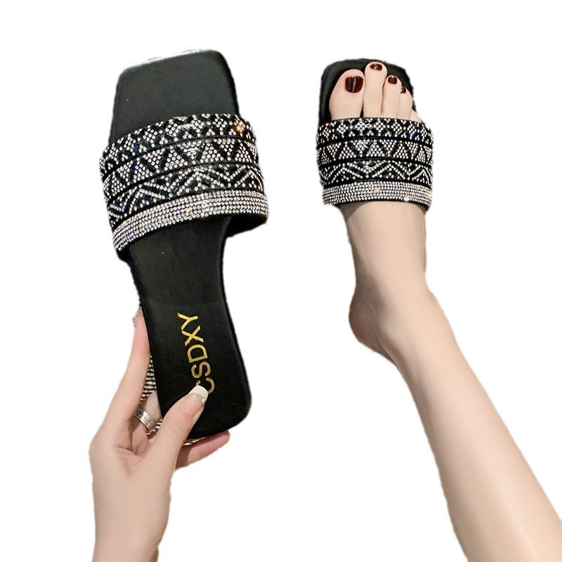 Damen Strass verzierten Hausschuhe R&B