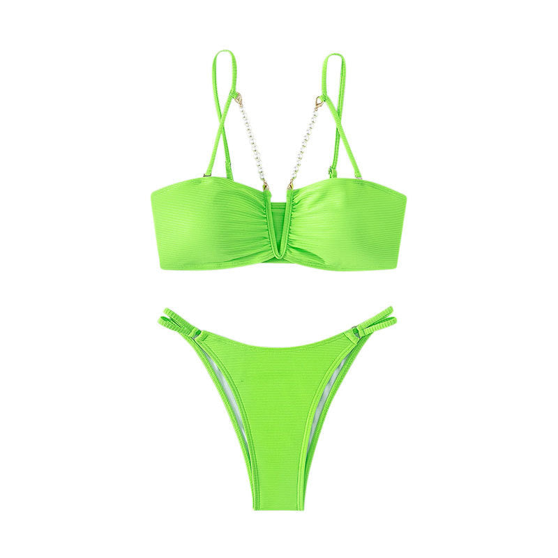 Damen raffinierter Bikinis mit Perlenakzenten R&B