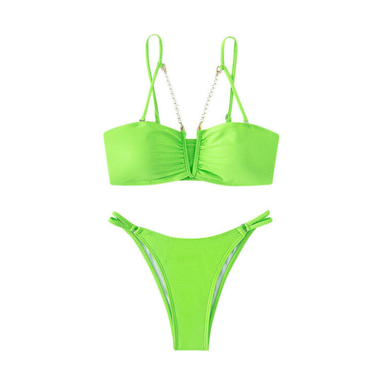 Damen raffinierter Bikinis mit Perlenakzenten R&B