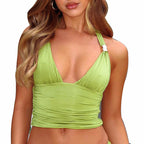 Damen Halter-Bikinioberteil mit Raffung und verspieltem Design R&B