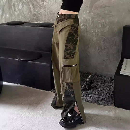 Herren Cargohose mit seitlichen Reißverschlüssen und modischem Camouflage-Design R&B