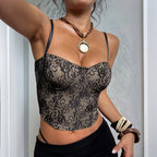 Damen Spitzen-Crop-Top mit verstellbaren Trägern R&B