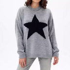 Damen Grobstrickpullover mit auffälligem Sternmotiv und lässigem Schnitt R&B