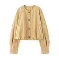 Damen elegante und lockere Blusenjacke aus Kunstleder R&B