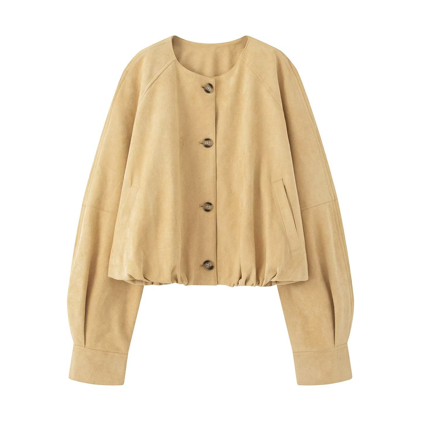 Damen elegante und lockere Blusenjacke aus Kunstleder R&B