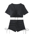 Damen Crop Top und hoch geschnittene Badeshorts R&B