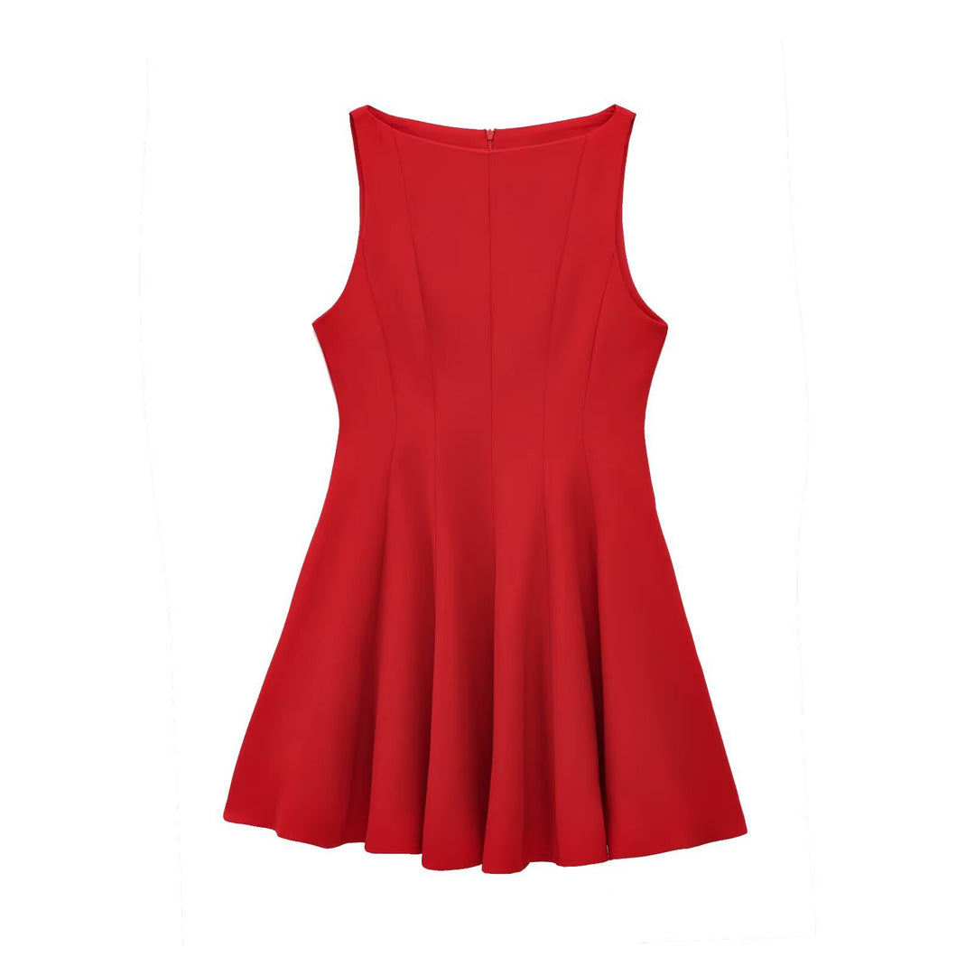 Damen ärmelloses A-Linien Kleid mit seitlichem Reißverschluss R&B