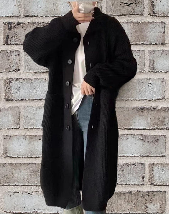 Damen Grobstrick-Cardigan mit großzügigen Taschen und modernem Button-Design R&B