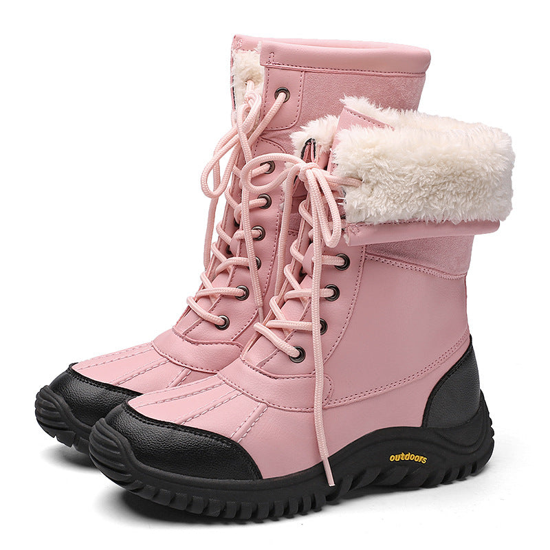 Damen isolierte Winterstiefel mit modischem Kunstfellkragen und rutschfester Sohle R&B