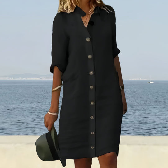 Damen Hemdblusenkleid mit Knopfverschluss und einem lässigen Schnitt R&B