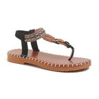 Damen Zehenstegsandalen mit kunstvoller Schmuckverzierung und bequemer Sohle R&B