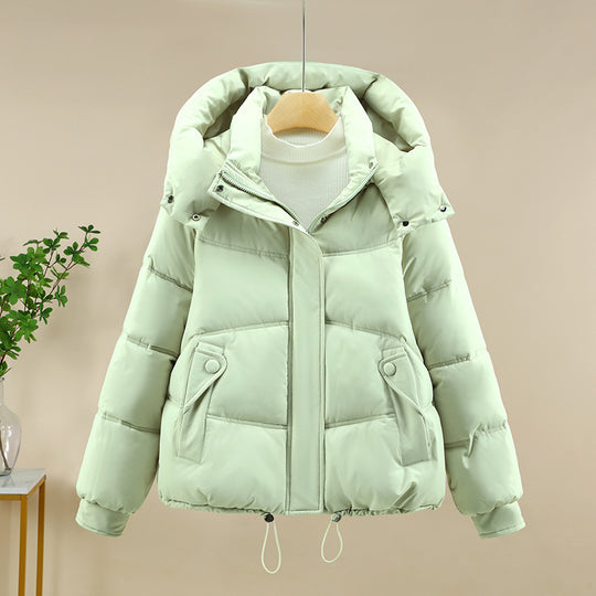 Damen moderne Pufferjacke mit abnehmbarer Kapuze und praktischen Taschen R&B