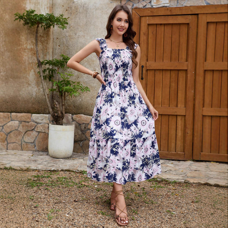 Damen Blumengemustertes gestuftes Maxikleid R&B