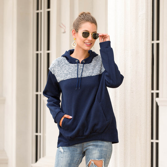 Damen Kapuzenpullover mit stylischem Kontrastdesign und elastischem Saum R&B