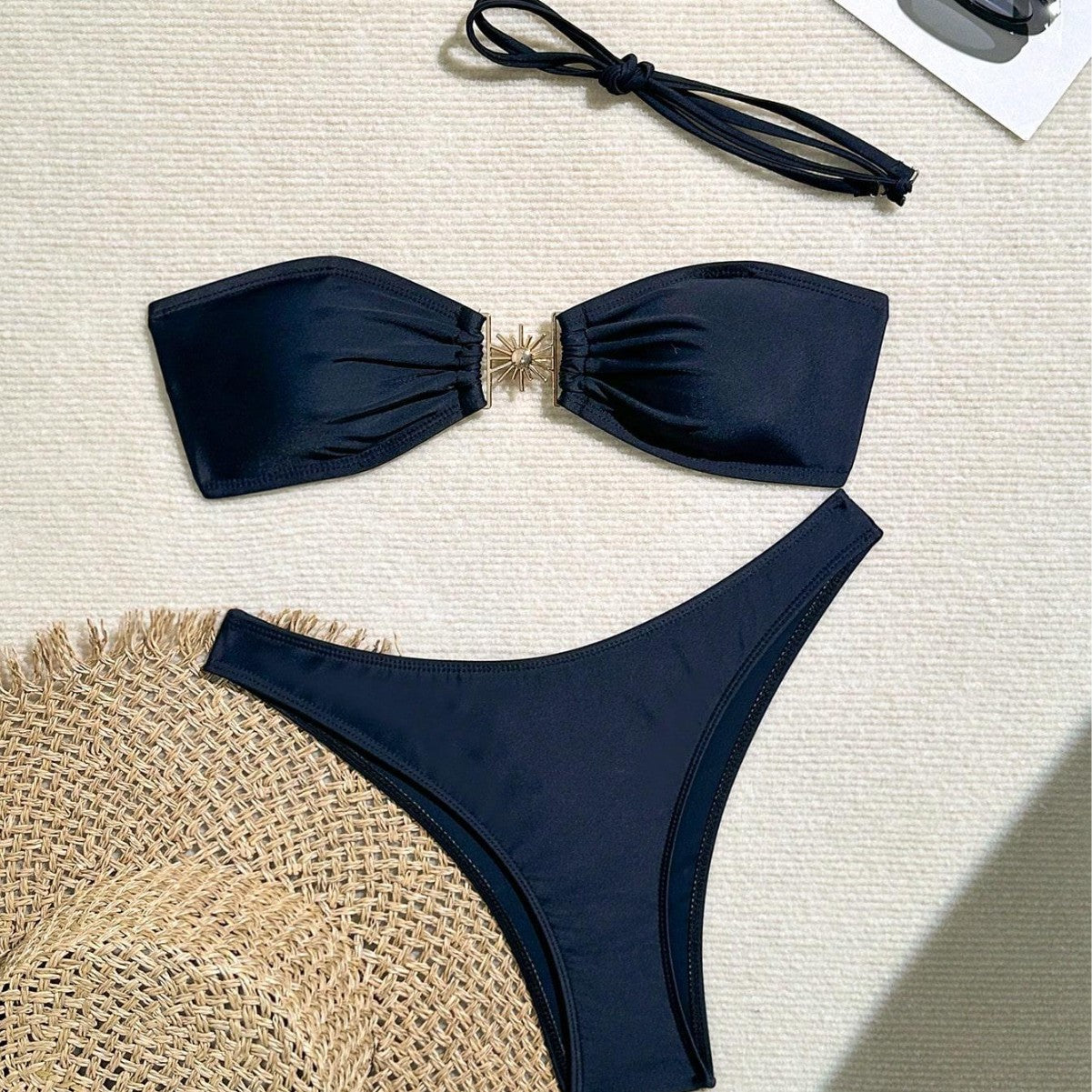 Damen Bandeau-Bikini mit dekorativem Schmuckdetail R&B