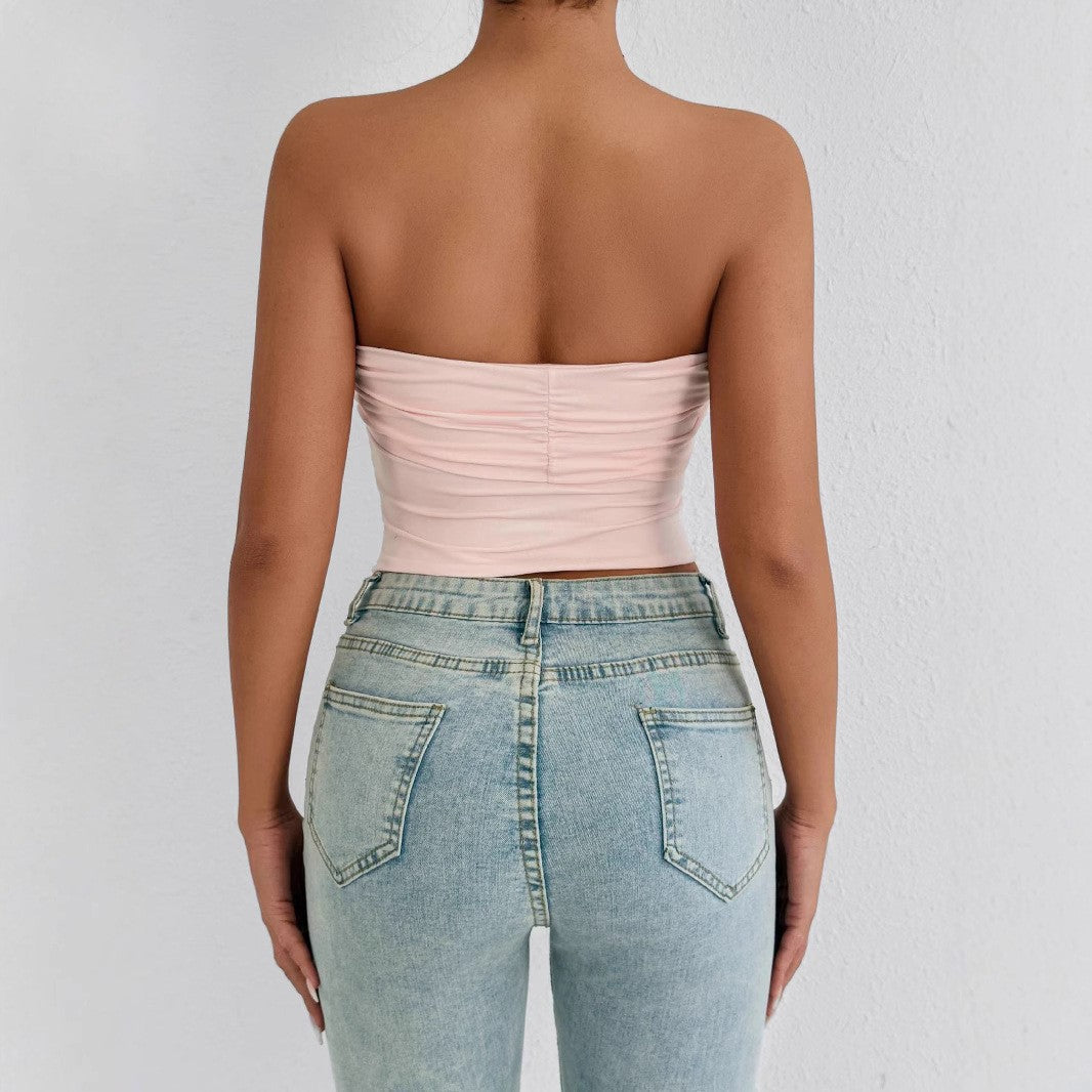 Damen Bandeau Crop-Top mit Knoten-Design R&B