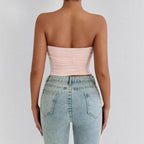 Damen Bandeau Crop-Top mit Knoten-Design