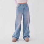 Damen Weite Denim-Jeans mit hohem Bund