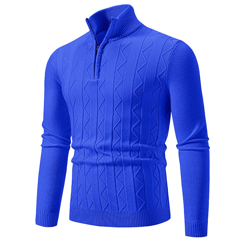 Herren eleganter Rollkragenpullover mit Zopfmuster und hohem Kragen R&B