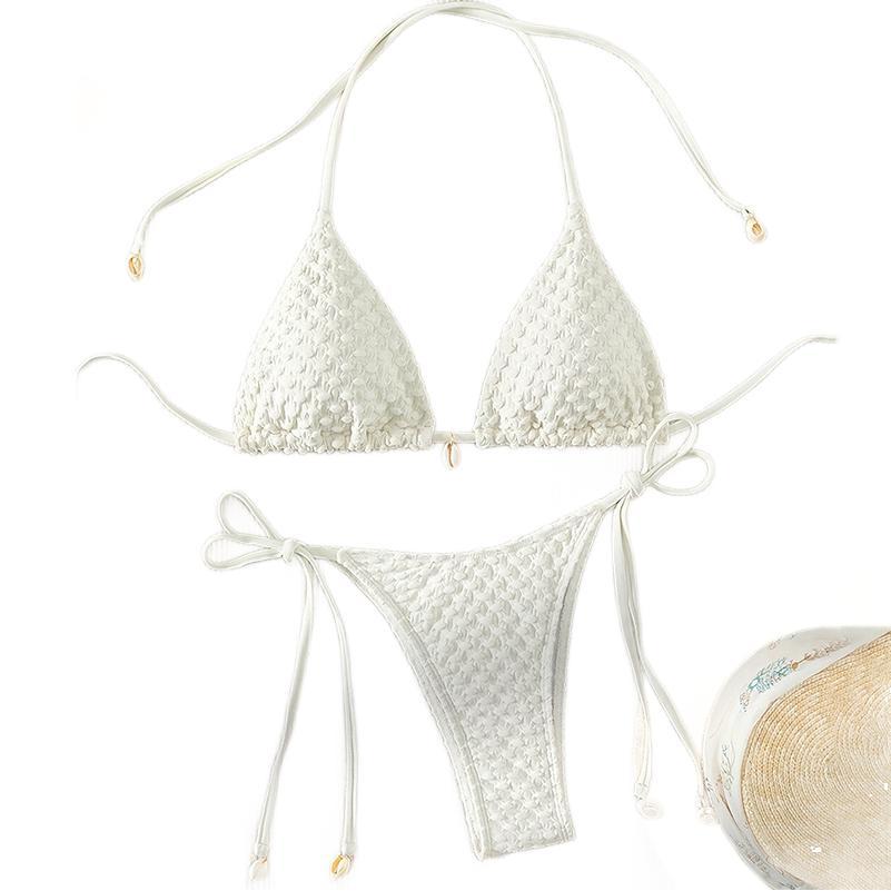 Damen Triangel-Bikini-Set mit verstellbaren Trägern und schönen Muschel-Details R&B