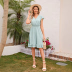 Damen Verspieltes Freizeitkleid mit elastischem Bund und Rüschendetails R&B