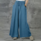 Damen nan weite Leinenhose mit hohem Bund und Tunnelzug R&B