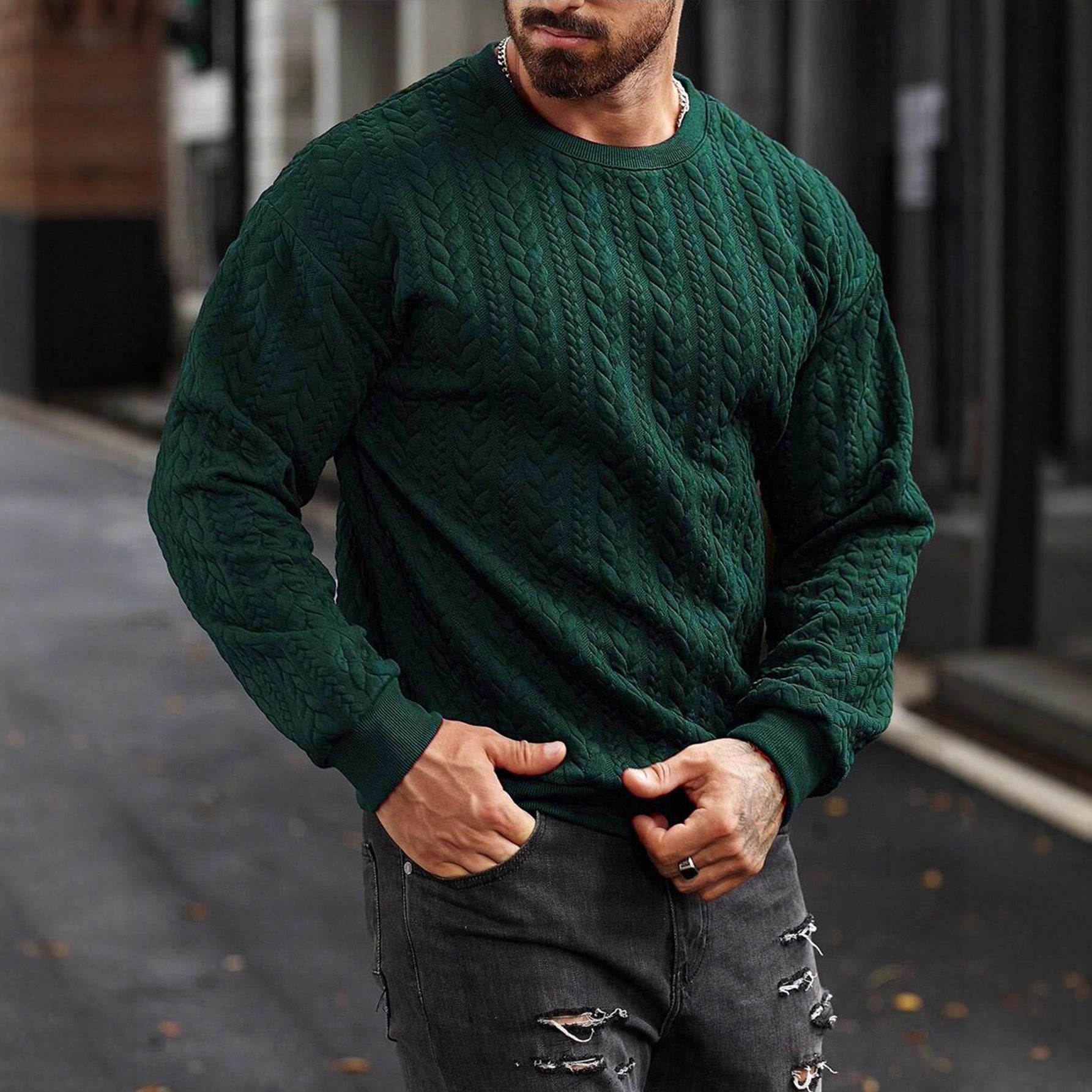 Herren Strickpullover mit strukturiertem Muster