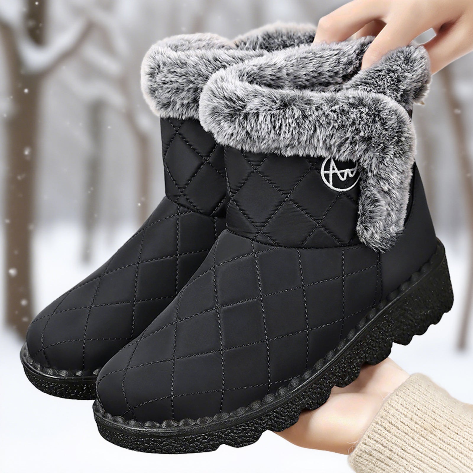 Damen Thermo-Winterstiefel mit weichem Kunstfellkragen R&B