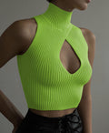 Damen Crop-Top mit hohem Kragen und tiefem Ausschnitt R&B
