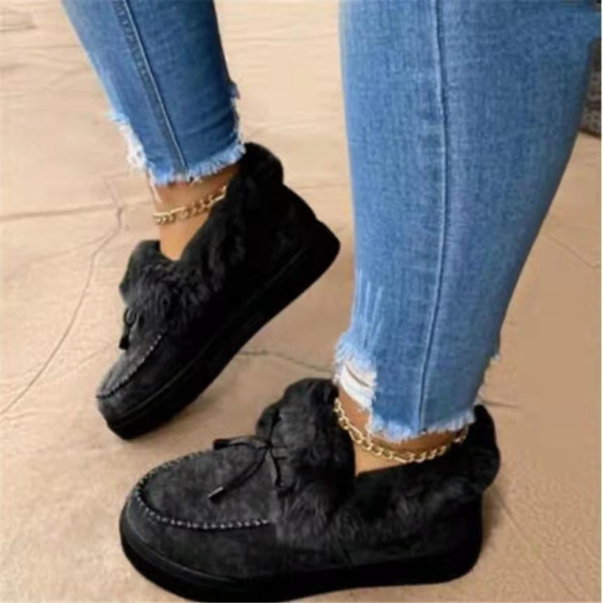 Damen Sneakers mit kuscheligem Fellkragen R&B