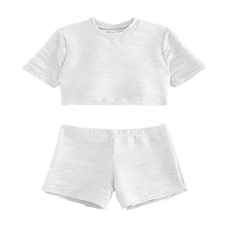 Damen Sportliches Crop-Top und kurze Shorts Set