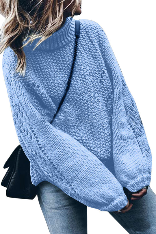 Damen Grobstrickpullover mit weitem Schnitt und modischem Rollkragen R&B