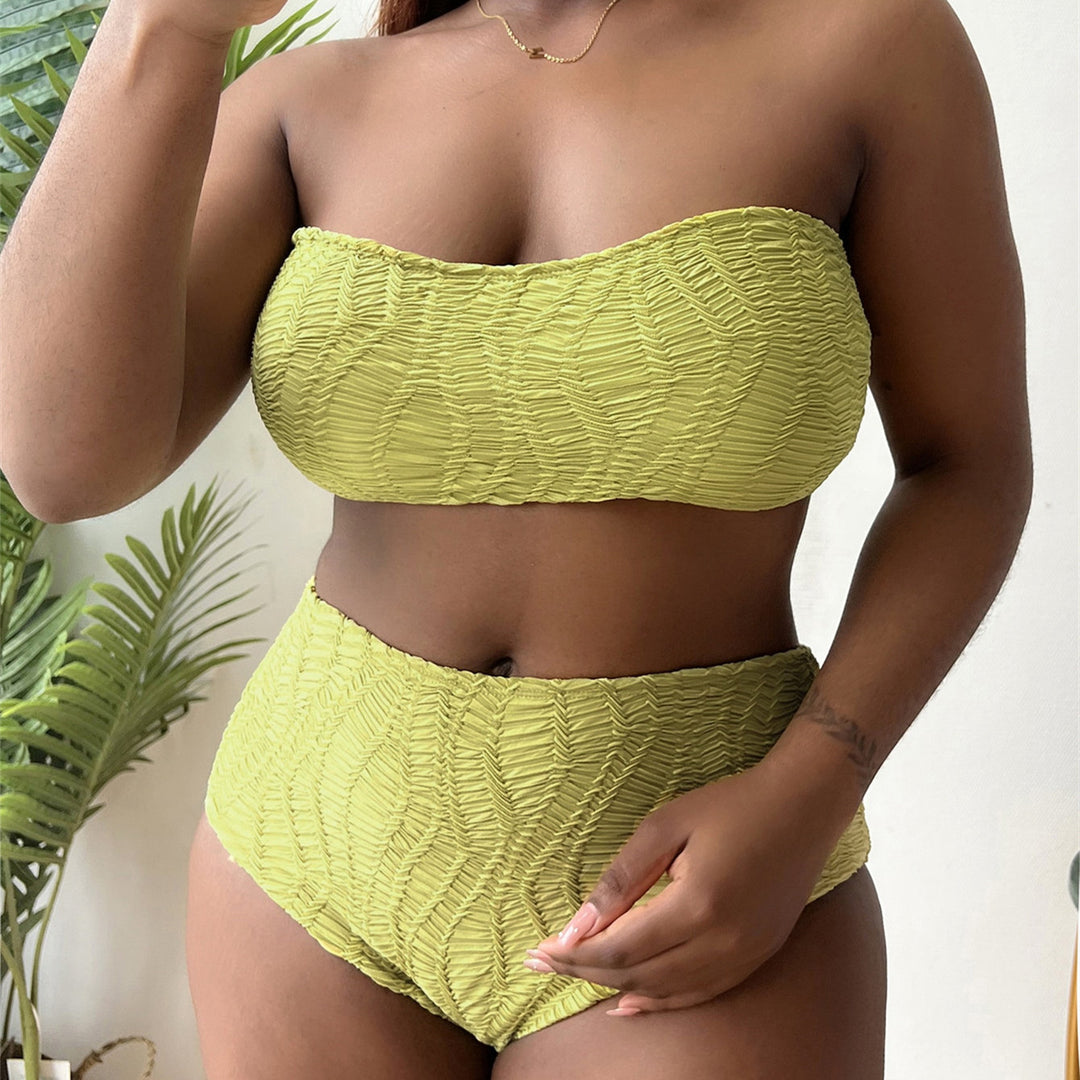 Damen Hoch tailliertes Bustier-Bikini-Set mit Rüschen-Design R&B