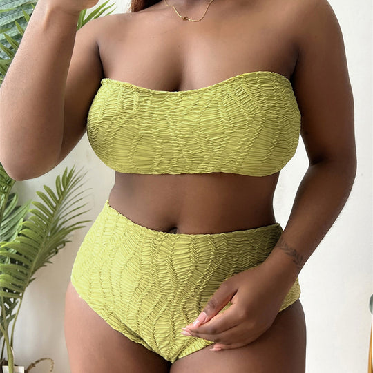 Damen Hoch tailliertes Bustier-Bikini-Set mit Rüschen-Design R&B