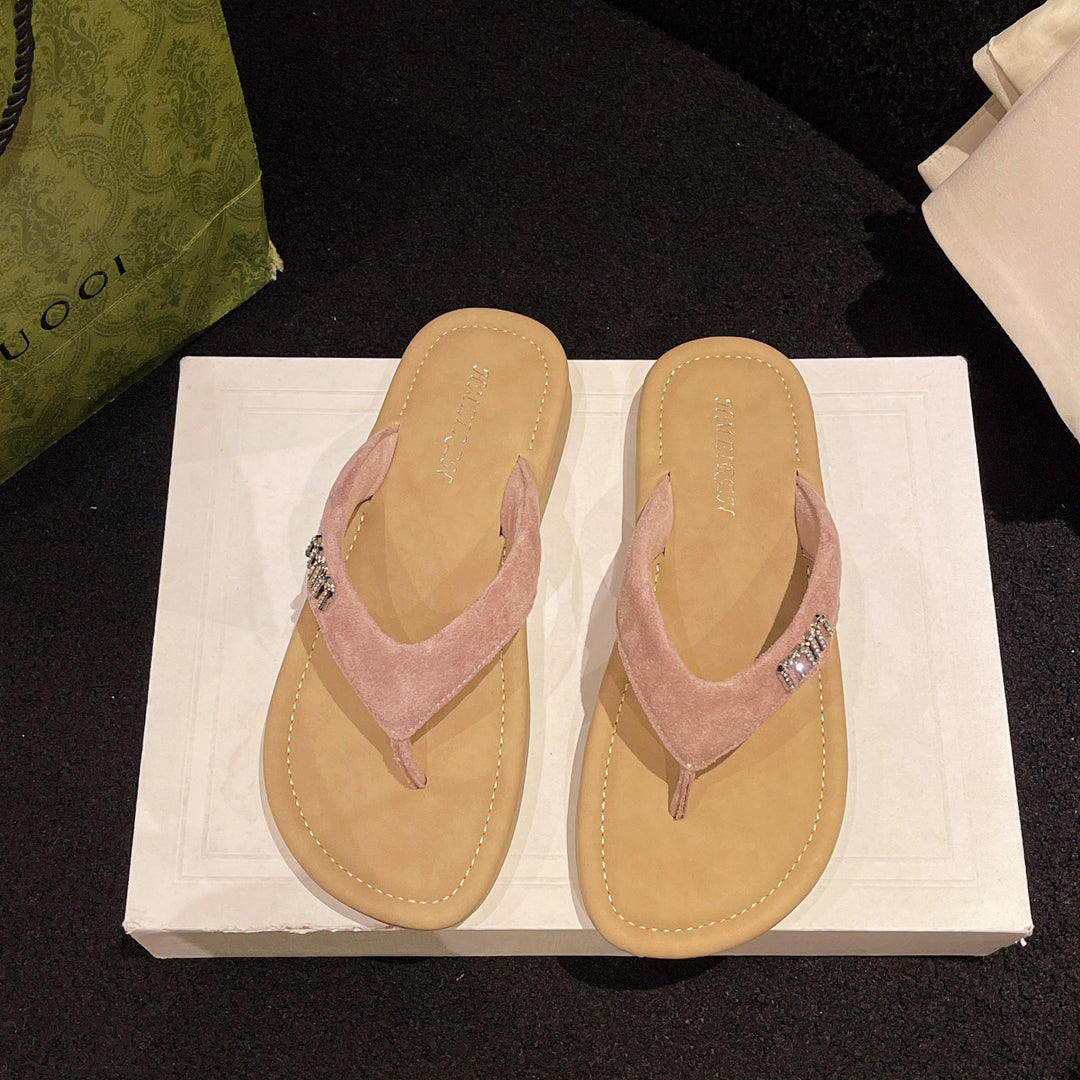 Damen modische Flip-Flops mit funkelndem Riemen und weichem Fußbett R&B