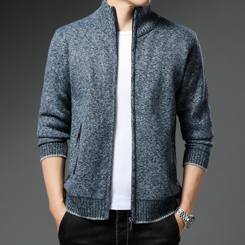 Herren Fleecejacke mit hochgeschlossenem Kragen und praktischen Reißverschlusstaschen R&B