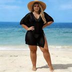 Damen luftiger Strandüberwurf mit V-Ausschnitt und seitlichem BindR&Band R&B