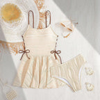 Damen Schwimmanzug mit modernem Wickelrock und eleganten Bändern R&B