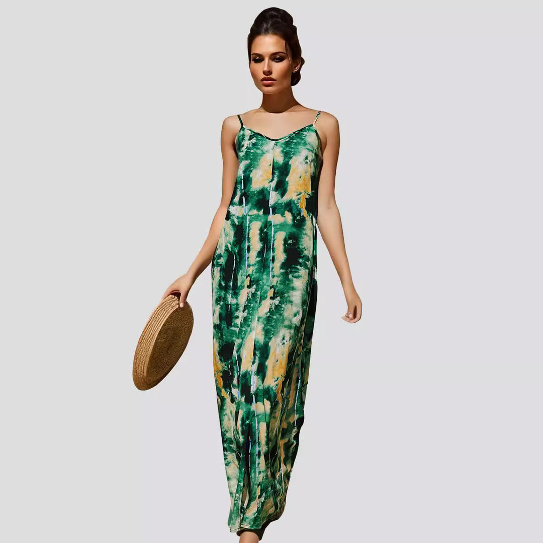 Damen Elegant langes Kleid mit Spaghettiträgern R&B
