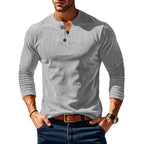 Herren nan geripptes Langarm-Henleyshirt mit Stehkragen und verdeckter Knopfleiste aus atmungsaktivem Jersey R&B