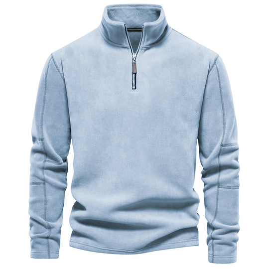 Herren nan leichter Fleece-Troyer mit Kurzreißverschluss und Stehkragen R&B