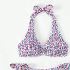 Damen Triangel-Bikini mit verspieltem Blumenmuster und komfortablen Schleifen