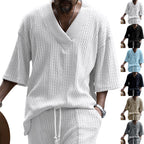 Damen lässiger Strickpullover mit v-förmigem Ausschnitt und zeitlosem Muster R&B