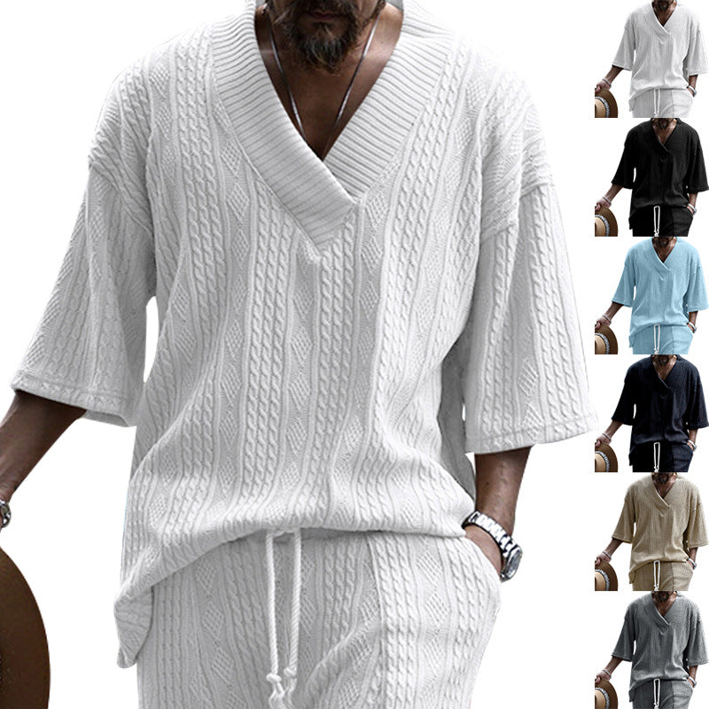 Damen lässiger Strickpullover mit v-förmigem Ausschnitt und zeitlosem Muster R&B