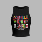 Damen Crop-Top mit kreativem Schriftzug und modernem Grafikdesign R&B