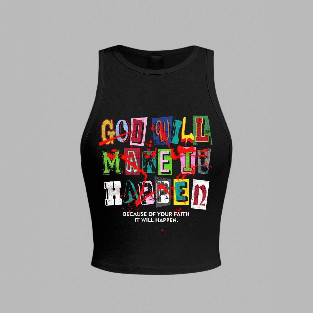 Damen Crop-Top mit kreativem Schriftzug und modernem Grafikdesign R&B