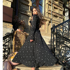 Damen Elegantes Maxikleid mit Geschlitz und langärmligem Design R&B