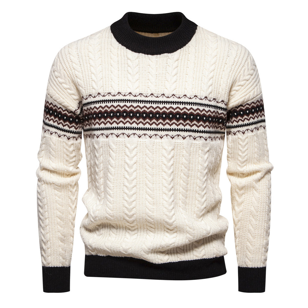Herren Strickpullover mit innovativem Zopfmuster und stilvollen Akzenten R&B