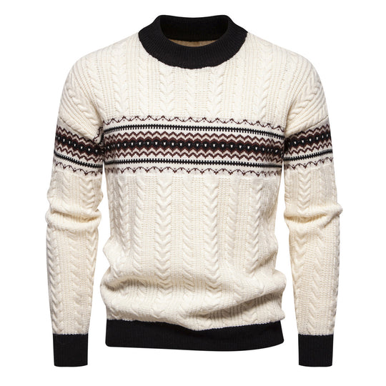 Herren Strickpullover mit innovativem Zopfmuster und stilvollen Akzenten R&B