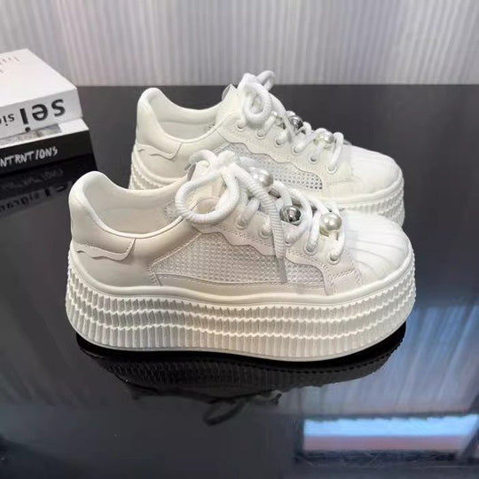 Damen modische Plateau Sneakers mit atmungsaktivem Obermaterial und komfortabler Sohle R&B